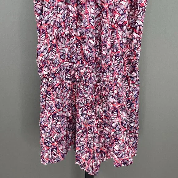 NEW Gap Romper Womens Medium pink purple floral preppy casual summer - Picture 3 of 9